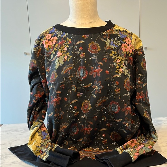 Johnny Was Floral Patterned Black Long Sleeve Top - Picture 1 of 6